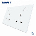 Livolo New Arrival UK Prise d&#39;alimentation murale standard avec fonction de télécommande VL-W2C2UKR-11